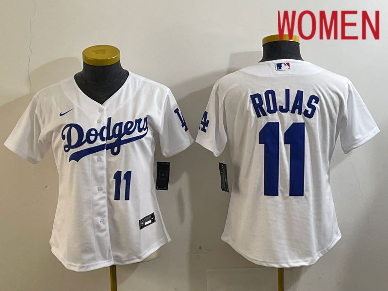Women Los Angeles Dodgers #11 Rojas White Game 2024 Nike MLB Jersey style 3->women mlb jersey->Women Jersey
